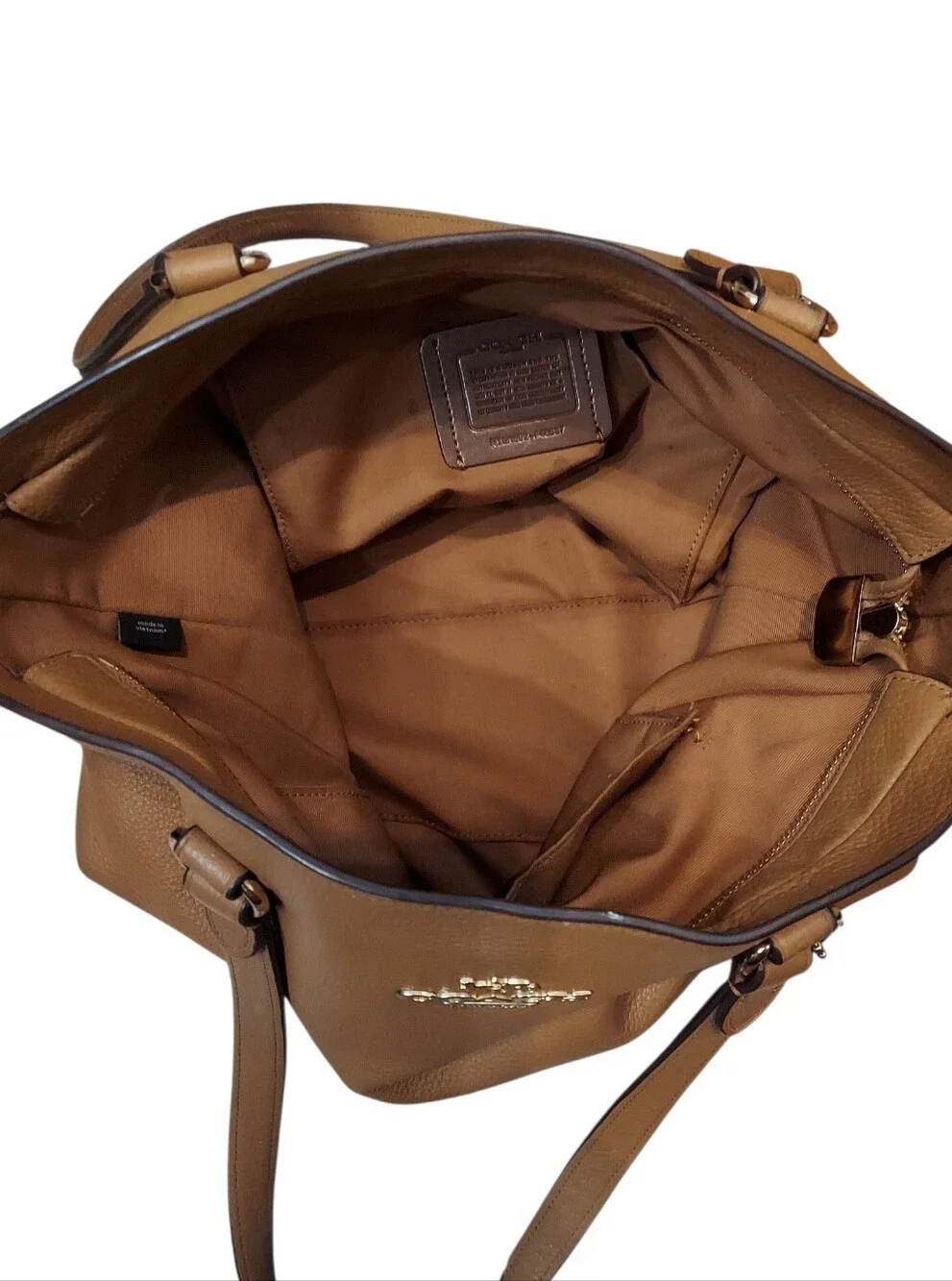 Coach Leather Bay Zip Shoulder Tote Bag W/ Gold Tone HW